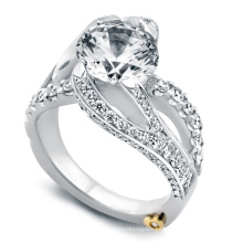 Горячие продажи 925 Серебряный захватывающий обручальное кольцо с белой CZ